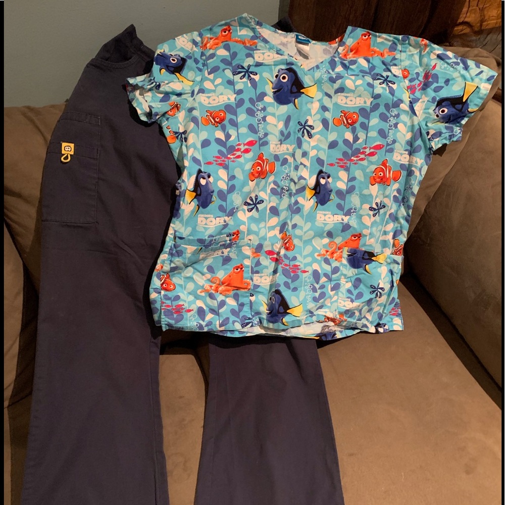 Nemo scrub top and scrub pants